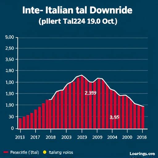 Grafico che mostra l'andamento dell'inflazione in Italia negli ultimi mesi, con una chiara tendenza al ribasso.