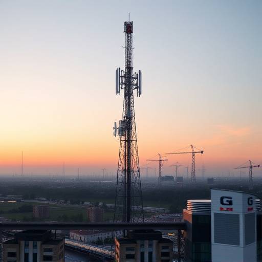 Una torre di telecomunicazioni 5G, che rappresenta l'infrastruttura necessaria per la nuova tecnologia